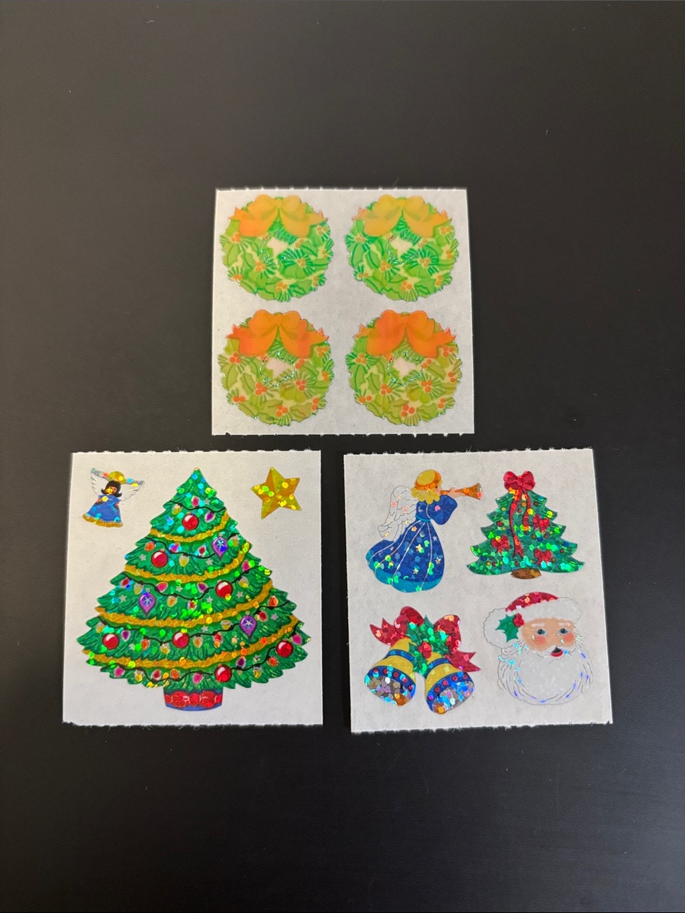 Vintage 90’s  Christmas Prism/ Iridescent Sticker Squares - Set of 3 Mods